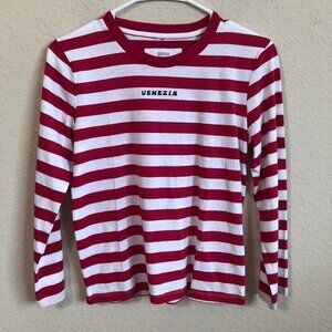 Textile Top Pink White Striped Venezia
